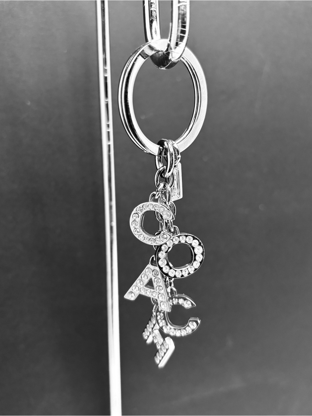 Coach Silver-tone Crystal COACH Letter Keychain - Picture 2 of 2